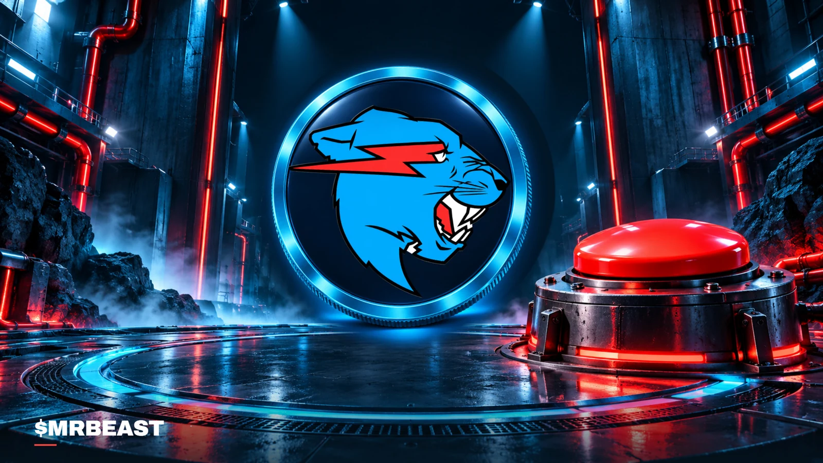 Beast coin beside a giant red button